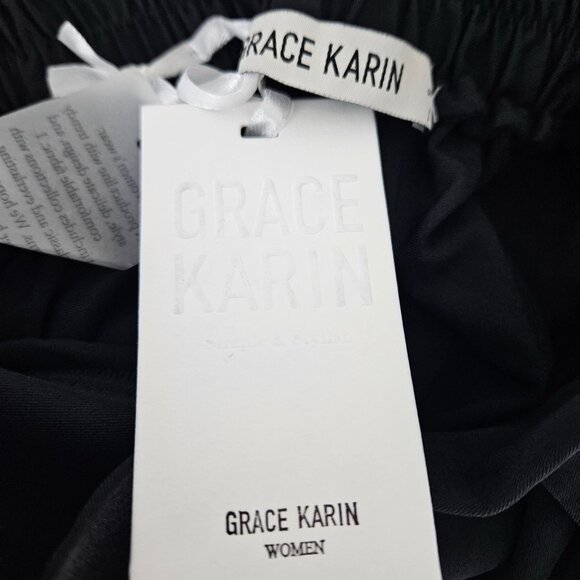 Grace Karin Womens Small High Waist Elegant Casual Pants With Belt & Ankle Tie - Picture 11 of 13